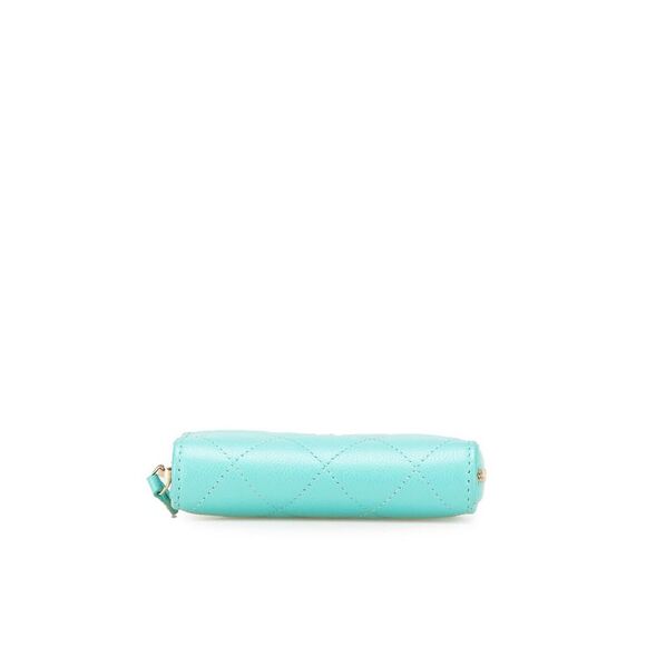 Pre Loved Chanel CC Quilted Caviar Zip Coin Purse Women Blue Pouches - Picture 3 of 8